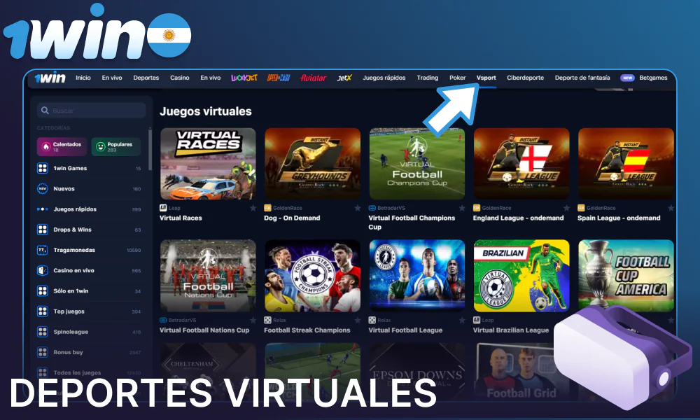 Opciones de apuestas de deportes virtuales en 1win Argentina