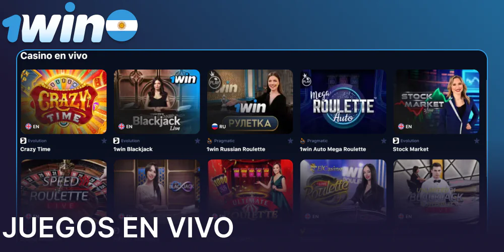 Juegos en vivo disponibles en 1win Argentina