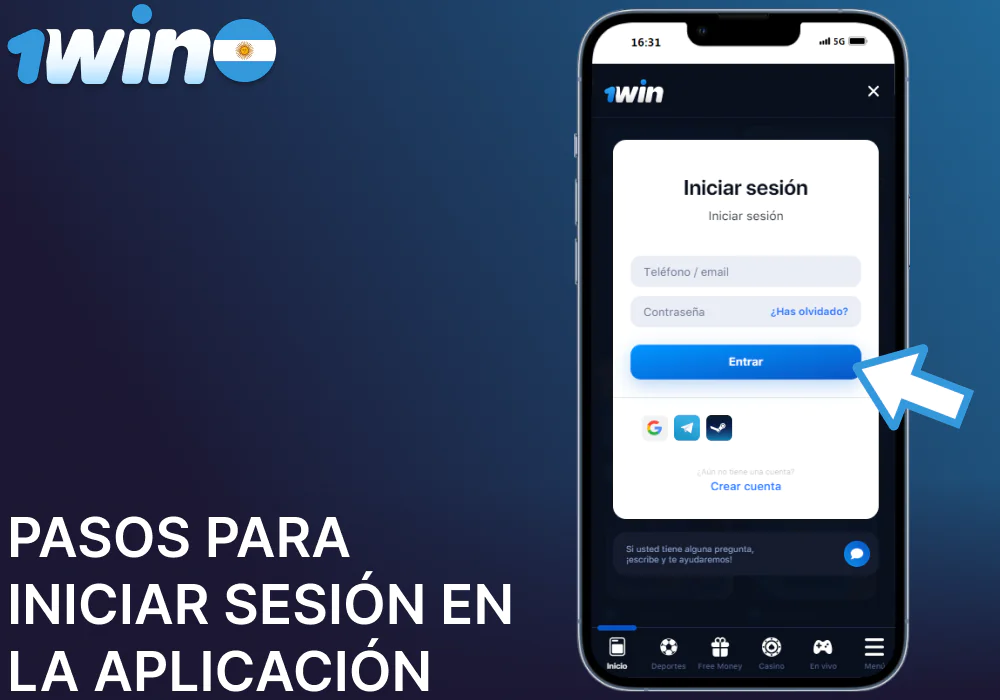 Instrucciones para iniciar sesión en la aplicación móvil 1win para jugadores de Argentina